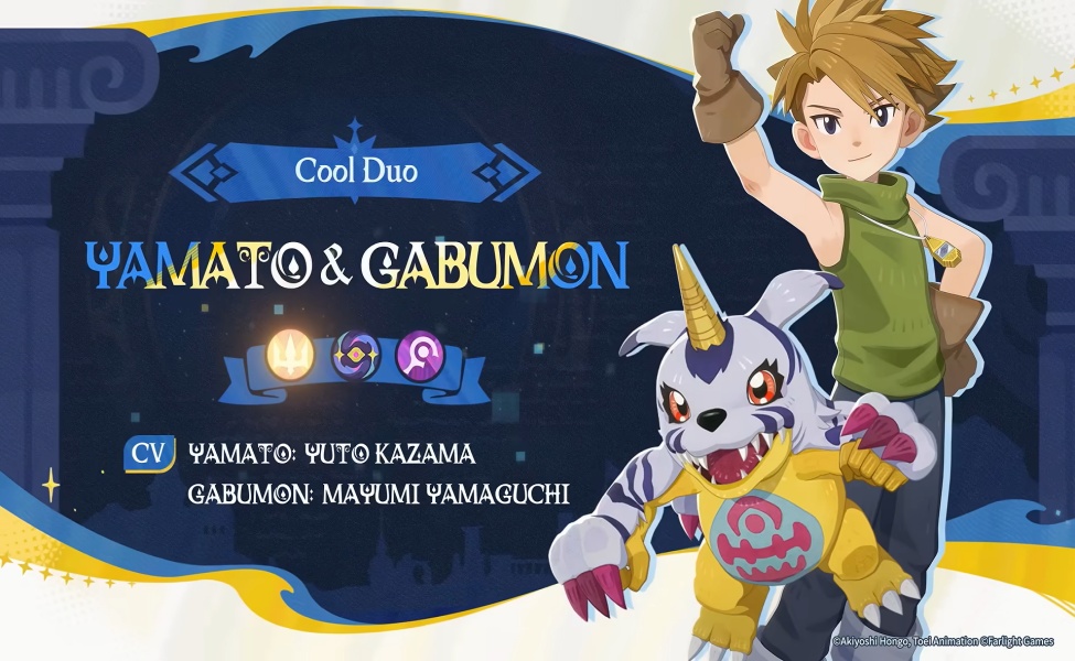 Yamato and Gabumon Cool Duo character card from AFK Journey Digimon crossover