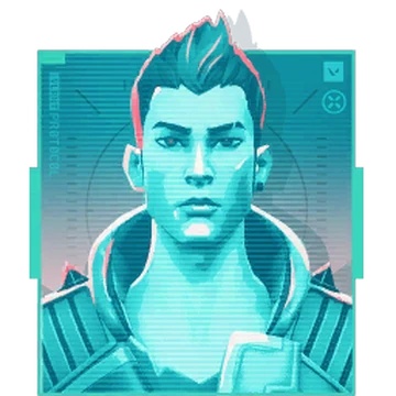 Yoru Valorant duelist character portrait with cyan digital effects