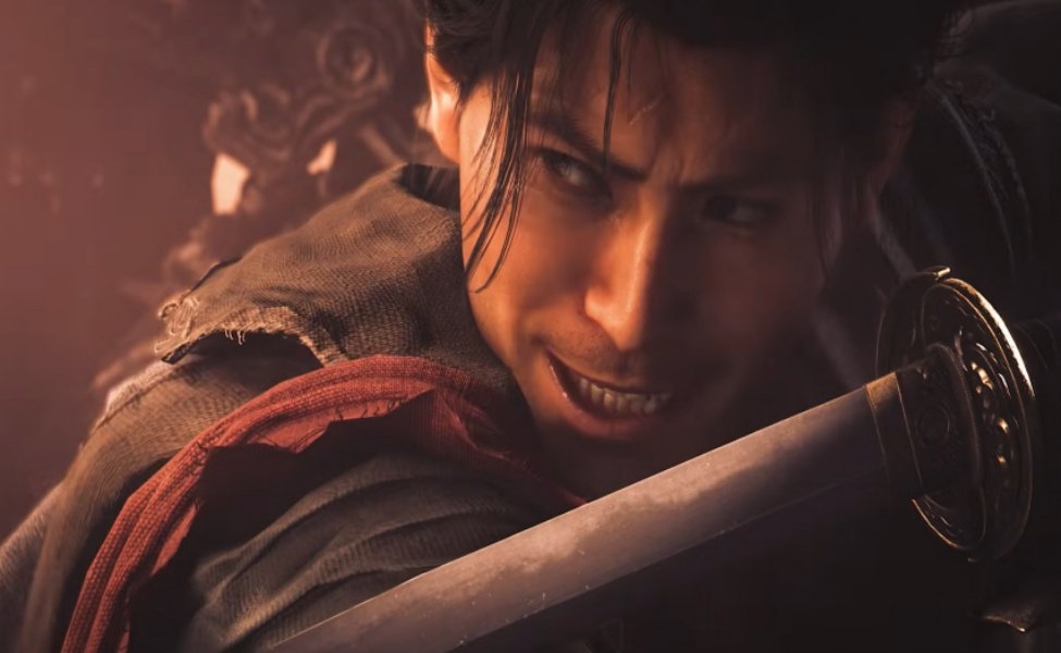 Warrior wielding sword in combat stance from Onimusha Way of the Sword