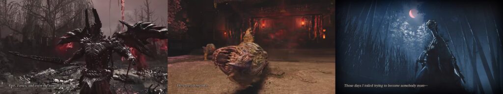 Onimusha character wielding sword against demonic enemies in dark gameplay scene
