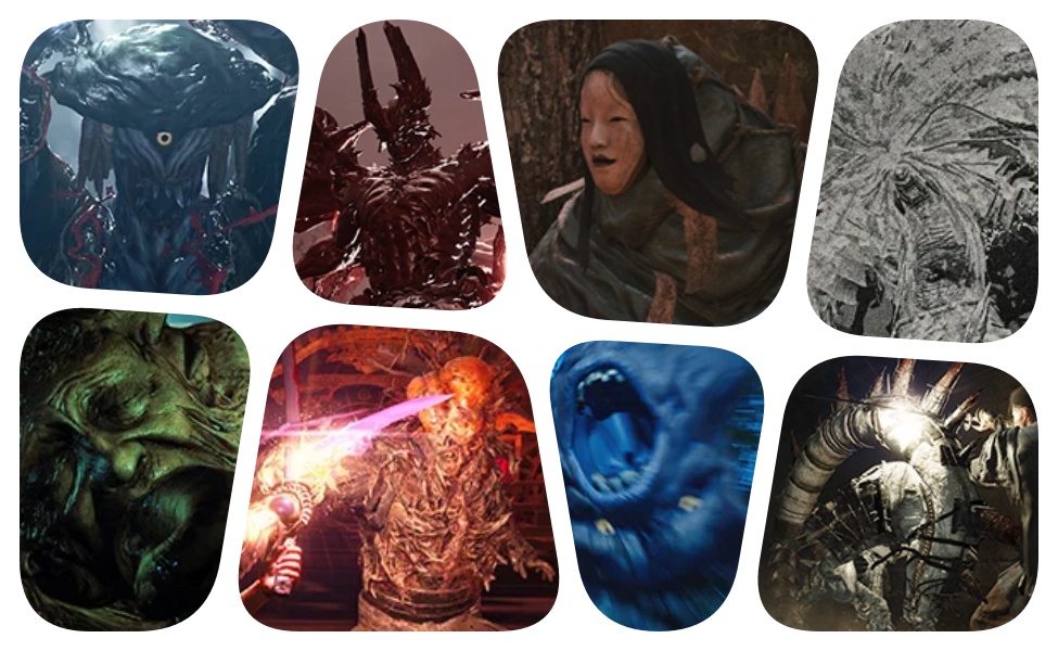 Onimusha Issen gameplay scenes showing Genma enemies and soul absorption