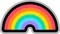 Colorful rainbow arc icon with blue, yellow, orange, red, and green bands