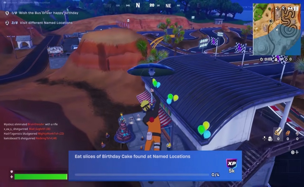 eat slices of birthday cake quest in fortnite 9th birthday