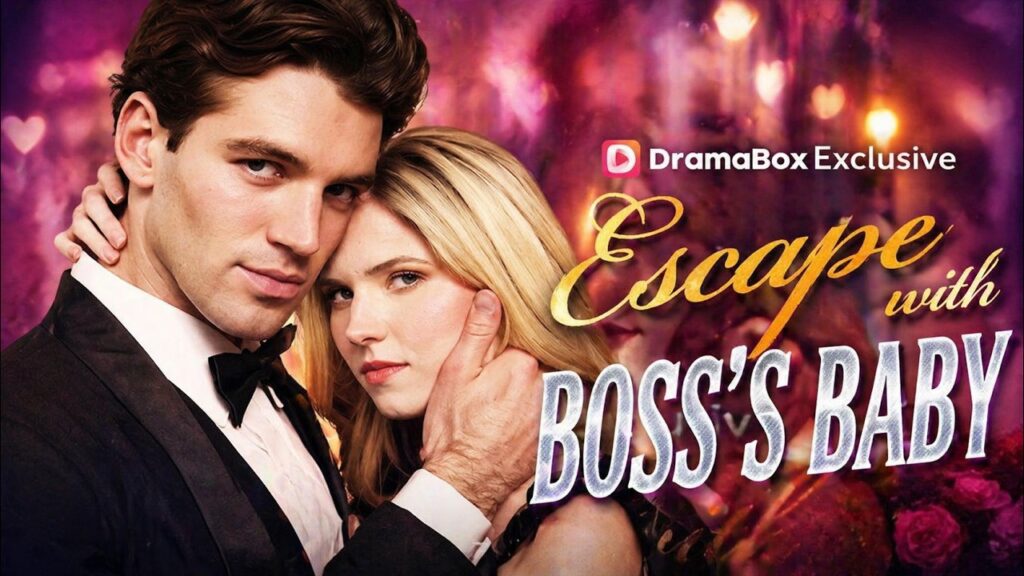 Couple in formal attire with romantic backdrop for DramaBox drama series Escape with boss's baby