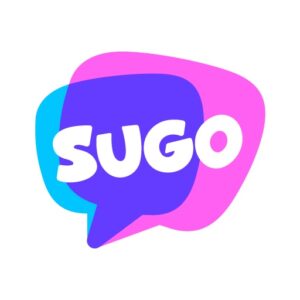 SUGO voice chat app logo with colorful speech bubble design