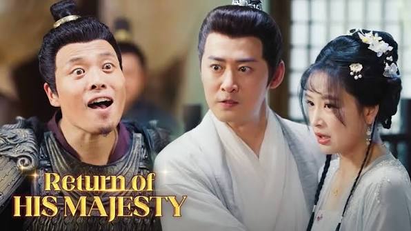 Three characters in traditional Asian attire from Return of His Majesty drama