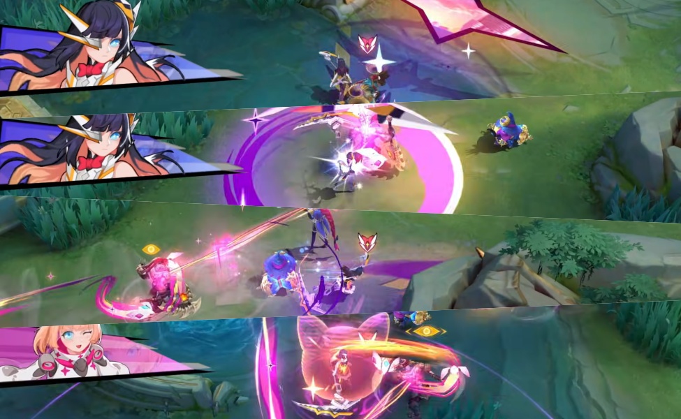 Ruby Mecha Maiden skin gameplay showcasing ability effects in Mobile Legends