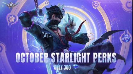 Hayabusa Kitsune's Shadow Starlight skin with glowing purple effects and 300