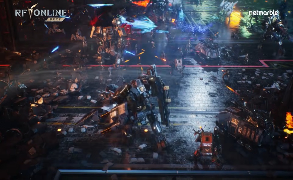 RF Online Next Biosuits clashing in large-scale PvP combat