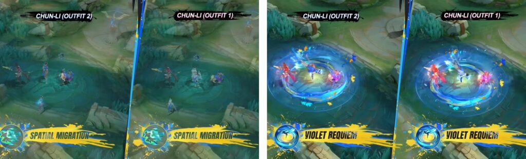 Guinevere as Chun-Li Outfit 1 and 2 skill comparison in MLBB