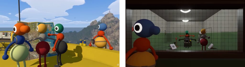 Big Walk colorful cartoon characters exploring outdoor and indoor scenes