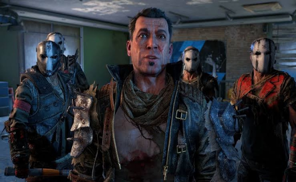 Dying Light 2 Stay Human cinematic scene with survivors and masked enemies