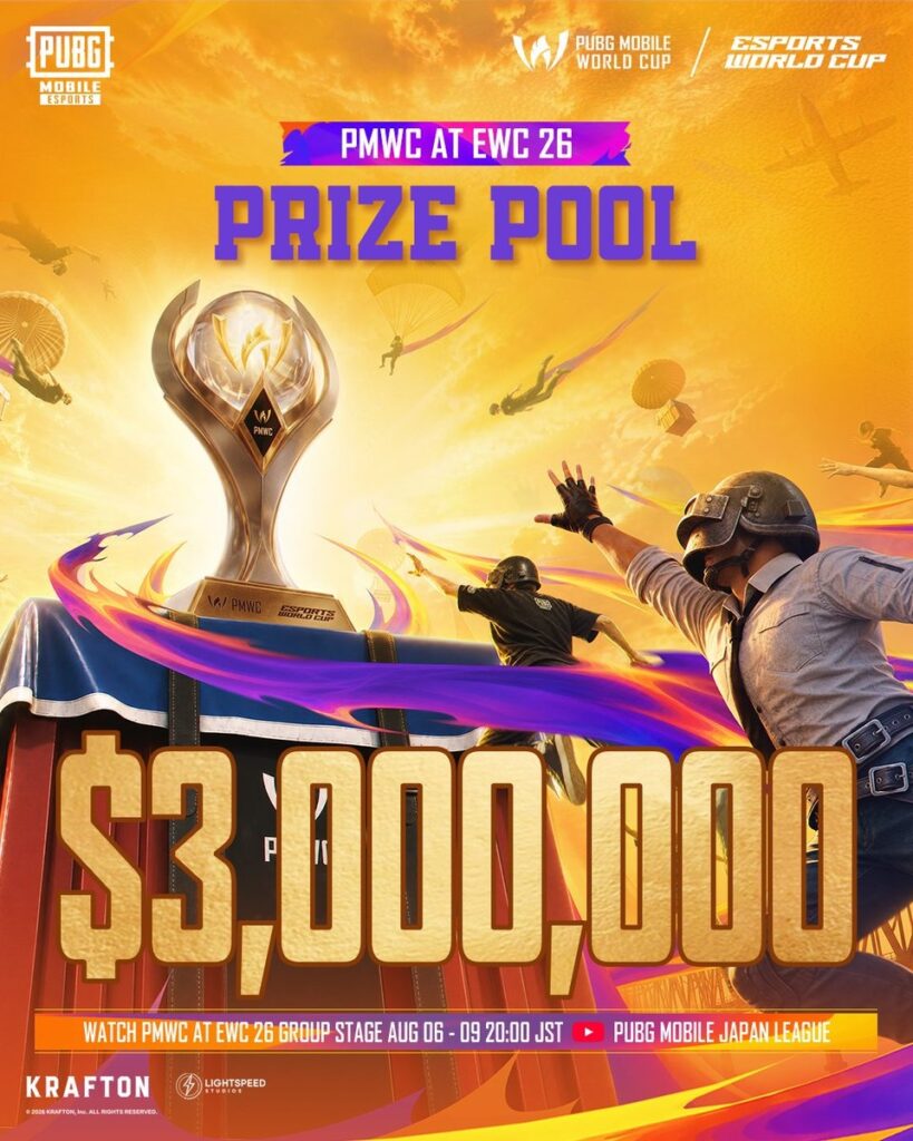 PMWC at EWC 26 prize pool announcement showing $3000000