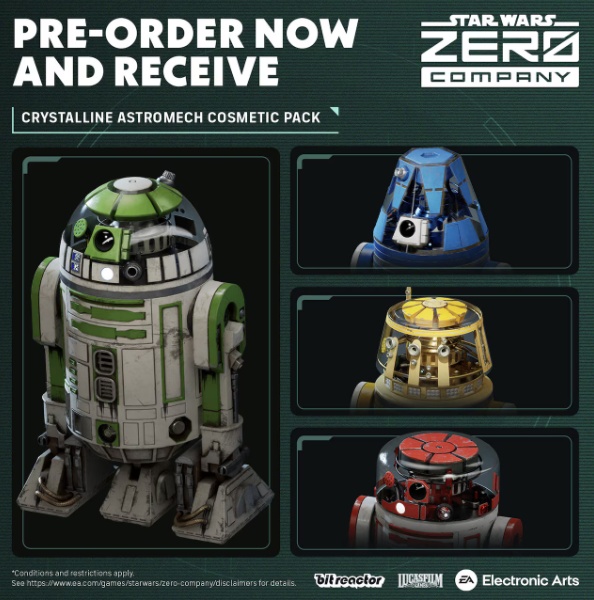 Star Wars Zero Company pre-order Crystalline Astromech Cosmetic Pack
