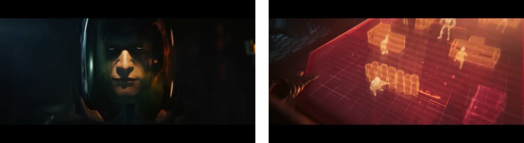 Star Wars Zero Company tactical grid hologram with suited character