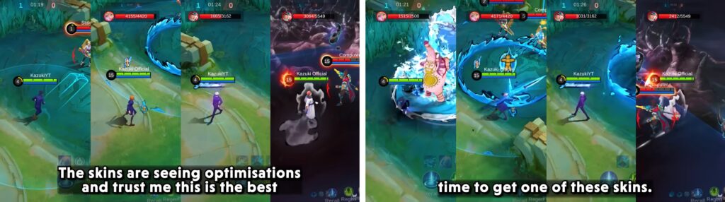 MLBB x Jujutsu Kaisen revamped skins shown in gameplay