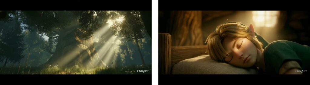 Zelda Ocarina of Time remake teaser showing forest and Link sleeping