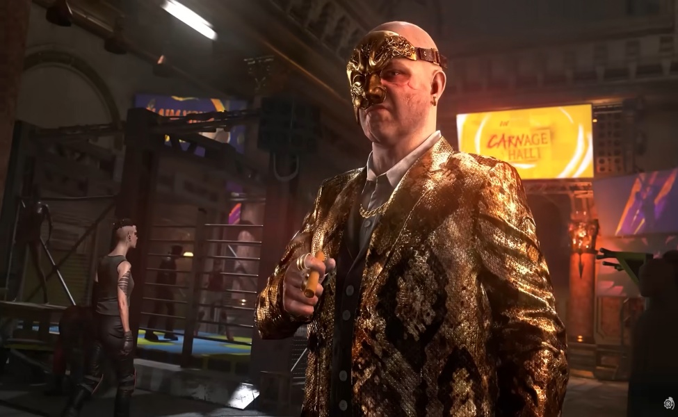 Dying Light Big Walk villain in gold snakeskin suit and mask
