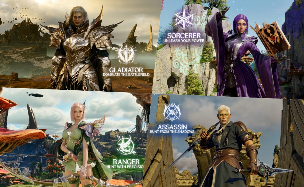 AION 2 classes Gladiator Sorcerer Ranger and Assassin showcase