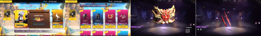 Free Fire Mystery Shop featuring Kakashi Bundle and exclusive items