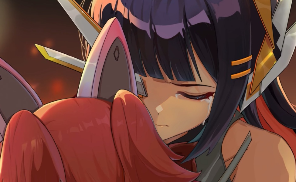 Anime character crying in MLBB x Aspirants Unite Phase 2 skin art