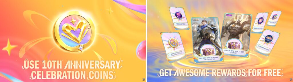 MLBB 10th Anniversary Celebration Coins rewards promo banner