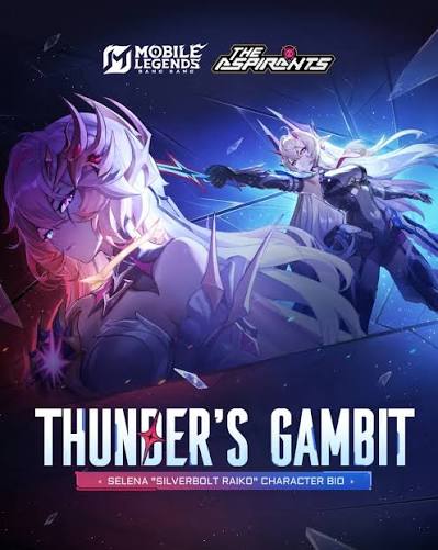 Thunder's Gambit promo art showing Selena vs Obsidia in MLBB Aspirants