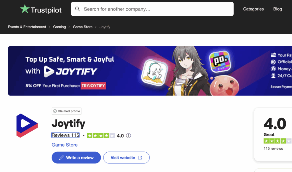 joytify on trustpilot