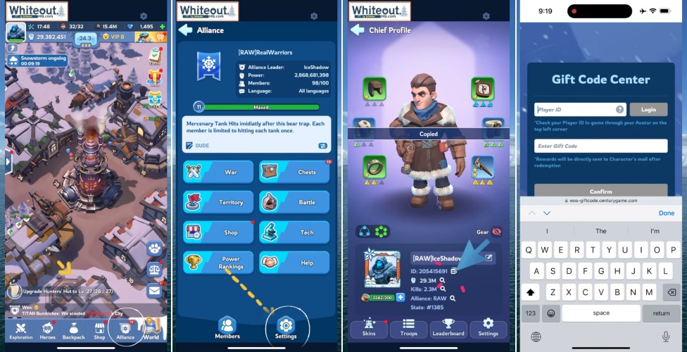 how to redeem whiteout survival codes for ios