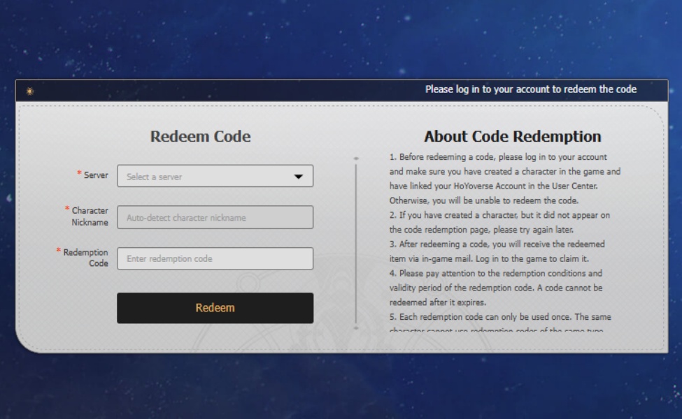 how to redeem codes hsr