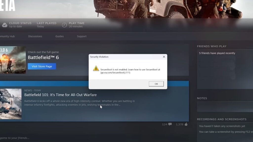 Battlefield 6 Secure Boot