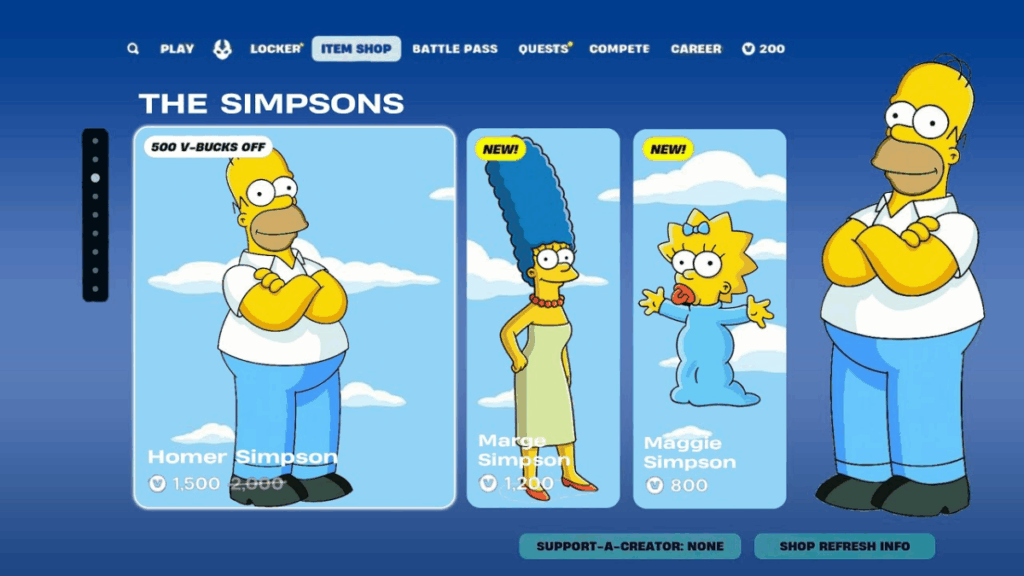 fortnite x the simpsons battlepass skins