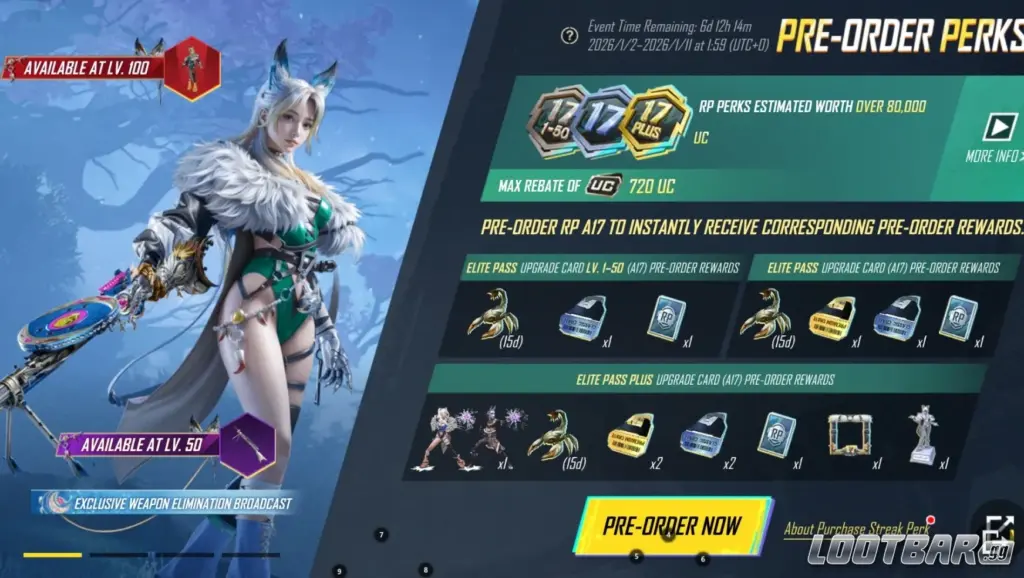 pre order perks pubg mobile royale pass a17