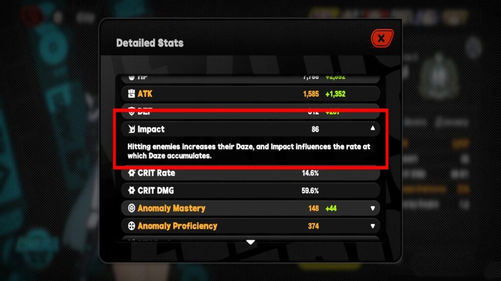 Impact and Daze stat in zenless zone zero explained