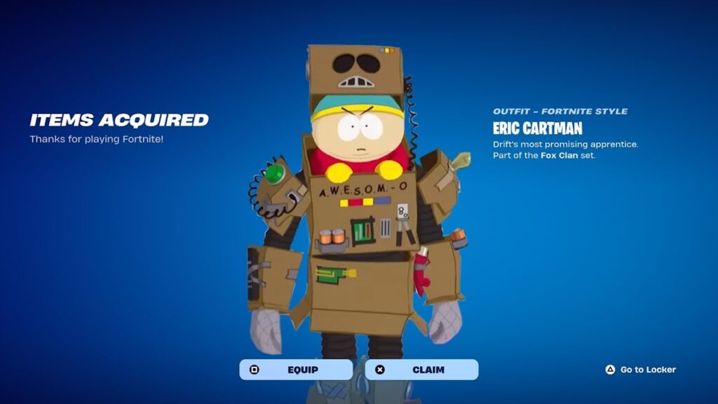 fortnite x south park cartman skin