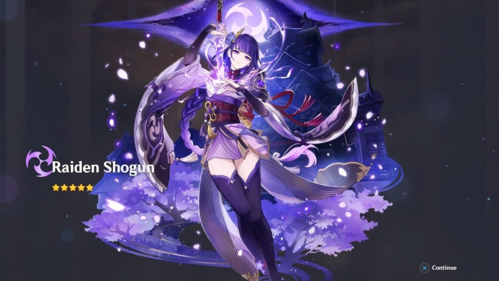 genshin impact characters list raiden shogun