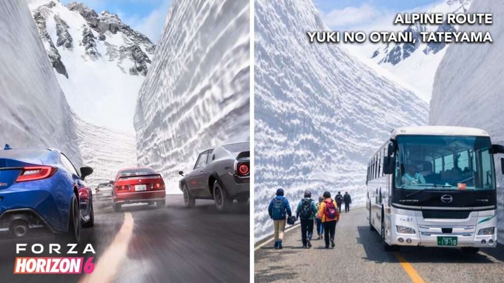 Forza Horizon Location in Real World Alpine Route Yuki no Otani, Tateyama