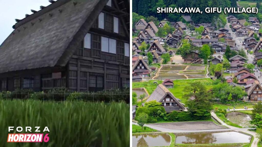 Forza Horizon Location in Real World Shirakawa, Gifu Village