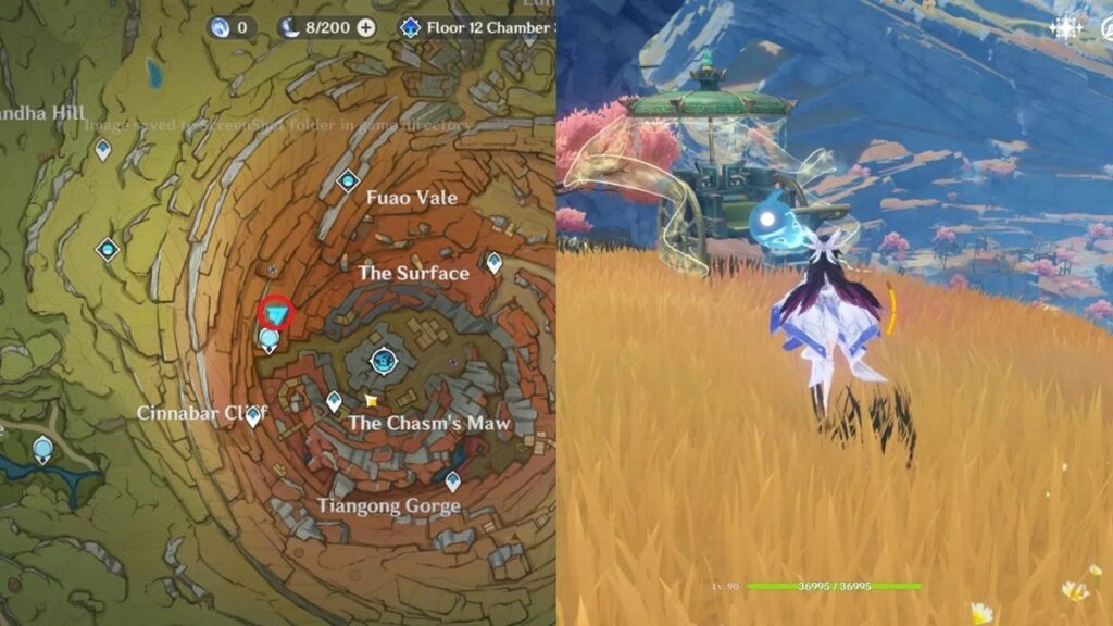 Zibai’s chariot locations in Genshin Impact Statue of the Seven in The Chasm