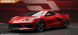 Red Chevrolet Corvette C8 sports car with sleek design and racing performance