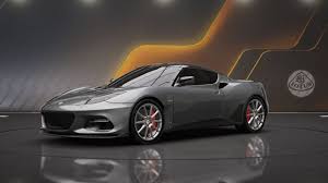 Lotus Evora GT430 Sport sports car with sleek silver design and raised hood doors