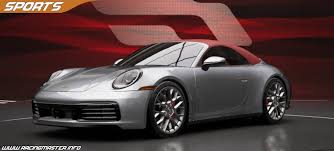 Silver Porsche 911 Cabriolet sports car with convertible top