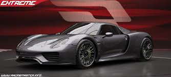 Porsche 918 Spyder sports car in silver with sleek aerodynamic design