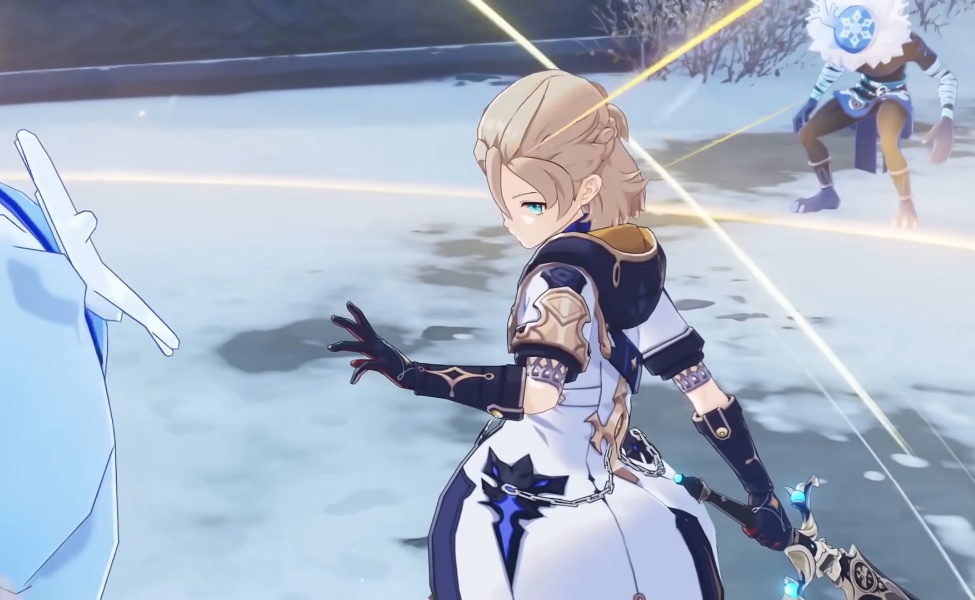 Albedo character in Genshin Impact wielding Geo abilities during gameplay battle