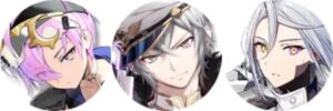 Three anime characters with silver and purple hair representing B-tier Epic Seven heroes