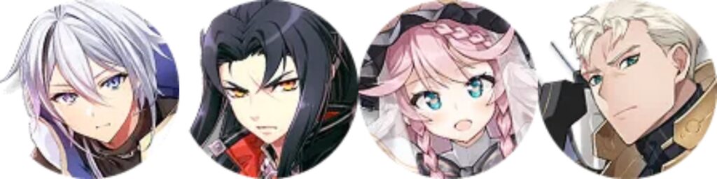 Four anime characters from Epic Seven representing free starter heroes for new players
