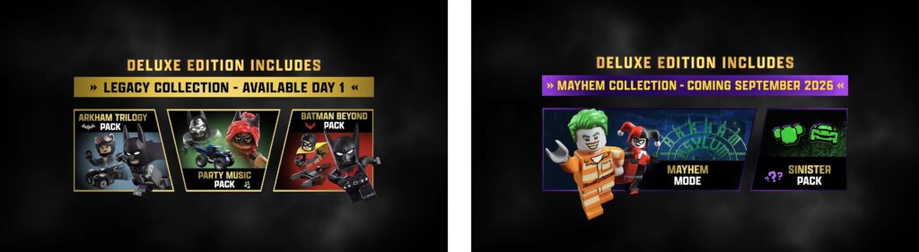LEGO Batman Legacy of the Dark Knight Deluxe Edition contents and DLC packs