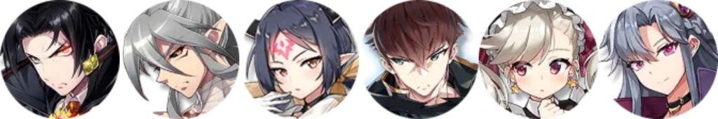 Six animated female characters from Epic Seven arranged in a tier list