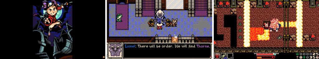 Mina the Hollower gameplay showing character exploration and dialogue in pixelated dungeon