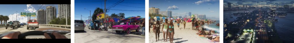 Colorful lowrider cars and vibrant street scene from GTA 6 trailer